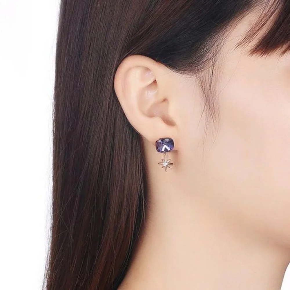 Purple GENUINE SWAROVSKI Made Crystal Star Earring
